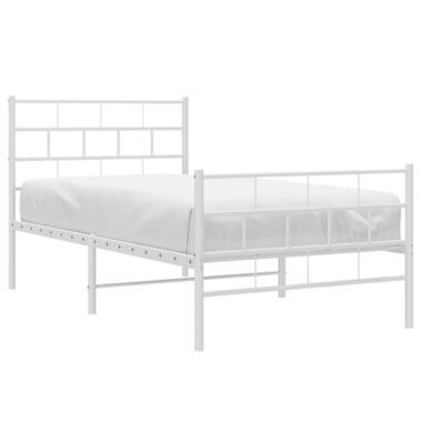 vidaXL - Bedframe met hoofd- en voeteneinde - Wit - Staal - 80 x 200 cm product