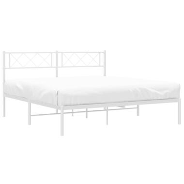 vidaXL - Bedframe met hoofdbord - Wit - Staal - 120 x 200 cm product