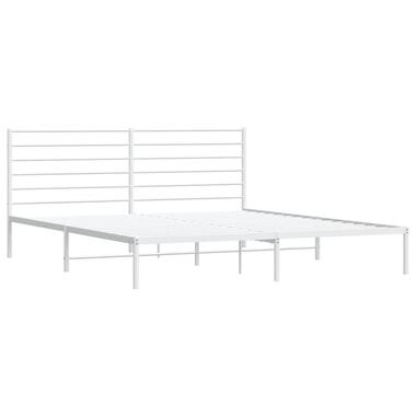 vidaXL - Bedframe met hoofdbord - Wit - Staal - 200 x 200 cm product