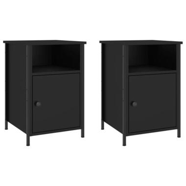 vidaXL - Nachtkastjes - Zwart - Bewerkt hout - 40 x 42 x 60 cm - 2 stuks product