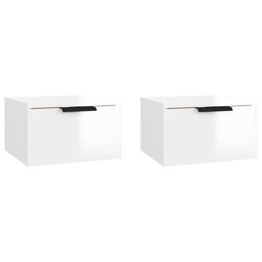 vidaXL - Nachtkastjes - Hoogglans wit - Bewerkt hout - 34 x 30 x 20 cm - 2 stuks product