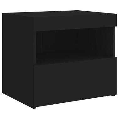 vidaXL - Nachtkastje met LED-verlichting - Zwart - Hout - 50 x 40 x 45 cm product