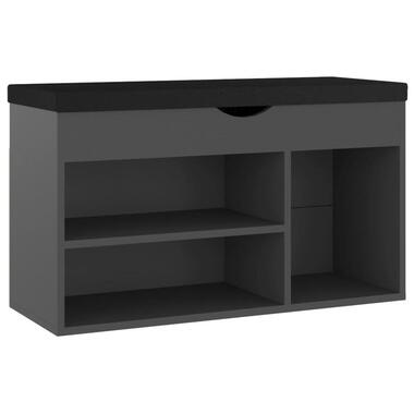 vidaXL - Schoenenbank - Grijs - Bewerkt hout - 80 x 30 x 47 cm - Met kussen product
