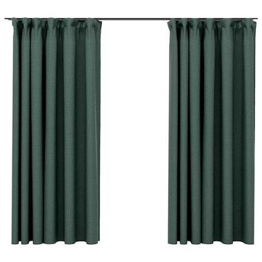 vidaXL - Gordijnen verduisterend - Groen - Stof - 140 x 175 cm - 2 stuks product