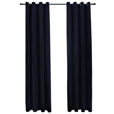 vidaXL - Gordijn verduisterend - Zwart - Fluweel - 140 x 225 cm - 2 stuks product