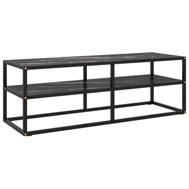 vidaXL - Tv-meubel met zwart marmerglas - Zwart - Glas - 120 x 40 x 40 cm product