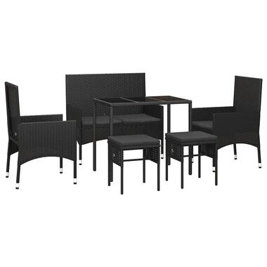vidaXL - Tuinset - Zwart - Poly rattan - 6 stuks - Met kussens product