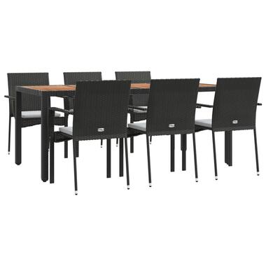 vidaXL - Tuinset - Zwart - Poly rattan - 190 cm - 7 stuks - Met kussens product