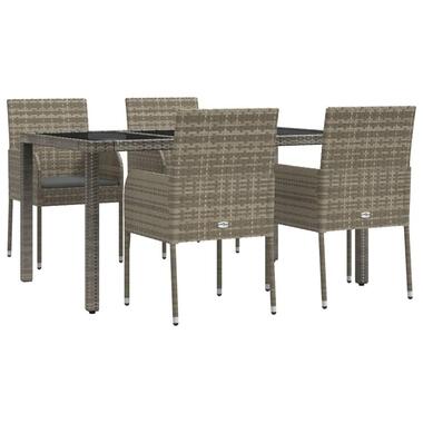 vidaXL - Tuinset - Grijs - Poly rattan - 150 cm - 5 stuks - Met kussens product