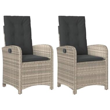 vidaXL - Tuinstoelen verstelbaar - Grijs - Poly rattan - 2 stuks - Met kussens product