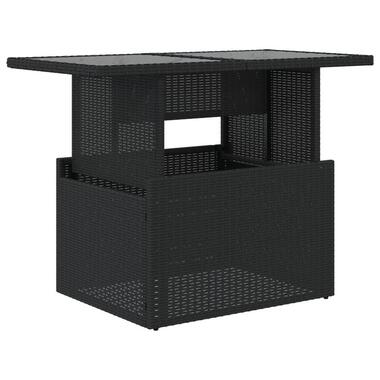 vidaXL - Tuintafel met glazen blad - Zwart - Poly rattan - 100 x 55 x 73 cm product