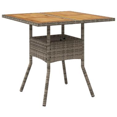 vidaXL - Tuintafel met acaciahouten blad - Grijs - Poly rattan - 80 x 80 x 75 cm product