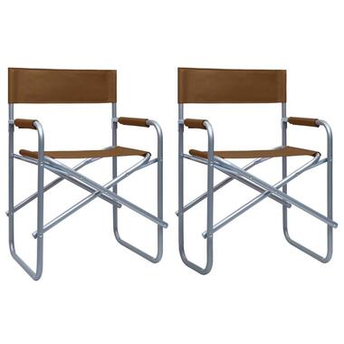 vidaXL - Campingstoel - Bruin - Metaal - 2 stuks product