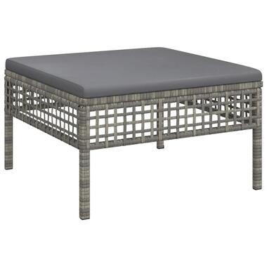vidaXL - Tuinvoetenbank - Grijs - Poly rattan - Met kussens product