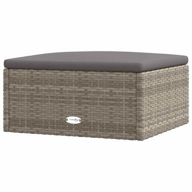 vidaXL - Tuinvoetenbank - Grijs - Poly rattan - Met kussens product