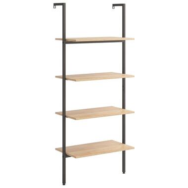 vidaXL - Wandrek met 4 schappen - Lichtbruin - Bewerkt hout - 64 x 35 x 152.5 cm product
