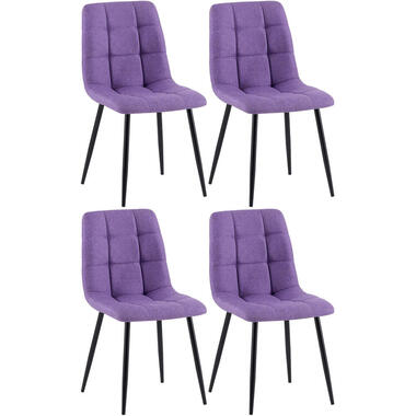CLP Set van 4 Eetkamerstoel Antibes zwart Frame - Stof - Paars product