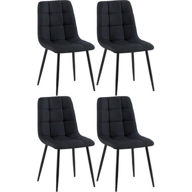 CLP Set van 4 Eetkamerstoel Antibes zwart Frame - Stof - zwart product