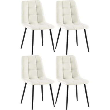 CLP Set van 4 Eetkamerstoel Antibes zwart Frame - Stof - creme product