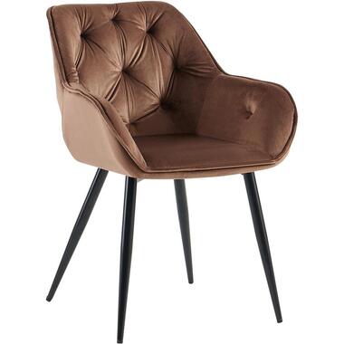 CLP Eetkamerstoel Cassis zwart Frame - Fluweel - bruin product