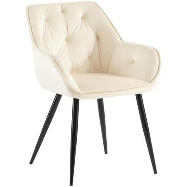 CLP Eetkamerstoel Cassis zwart Frame - Fluweel - creme product