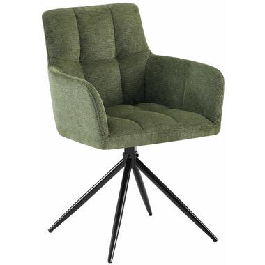 CLP Eetkamerstoel Jonah zwart Frame - Stof - groen product