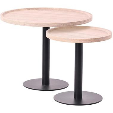CLP Set van 2 Bijzettafel Aspen mat zwart Frame - Hout - eik product