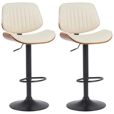 CLP Set van 2 Barkruk Clawson zwart Frame - Kunstleer - walnoot/creme product