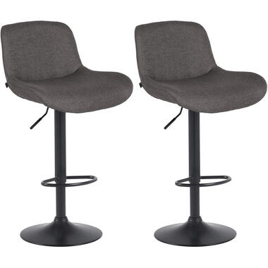 CLP Set van 2 Barkruk Solon mat zwart Frame - Stof - donkergrijs product