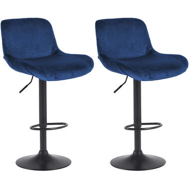 CLP Set van 2 Barkruk Solon mat zwart Frame - Fluweel - blauw product