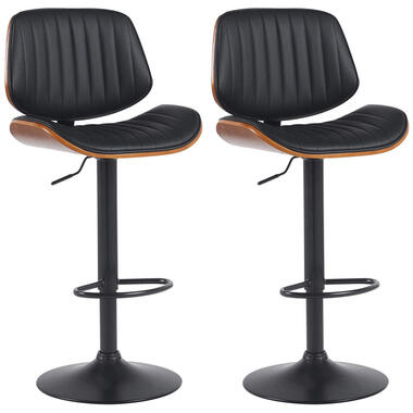 CLP Set van 2 Barkruk Clawson zwart Frame - Kunstleer - walnoot/zwart product