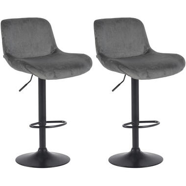 CLP Set van 2 Barkruk Solon mat zwart Frame - Fluweel - donkergrijs product