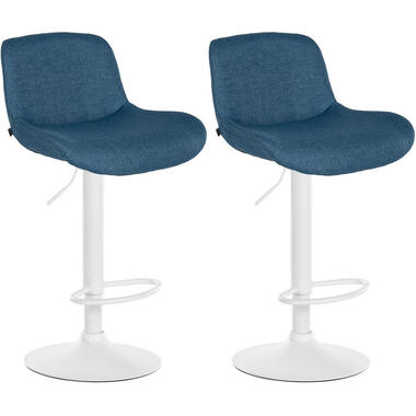 CLP Set van 2 Barkruk Solon wit Frame - Stof - blauw product