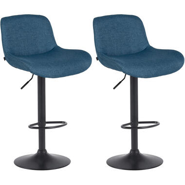 CLP Set van 2 Barkruk Solon mat zwart Frame - Stof - blauw product