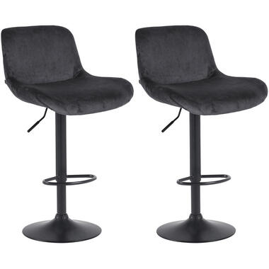 CLP Set van 2 Barkruk Solon mat zwart Frame - Fluweel - zwart product