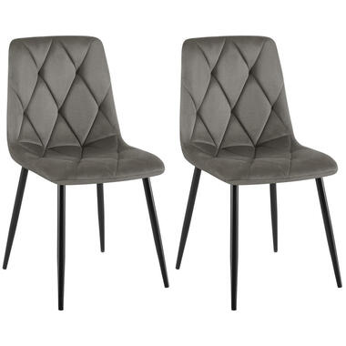 CLP Set van 2 Eetkamerstoel Clairton zwart Frame - Fluweel - antraciet product