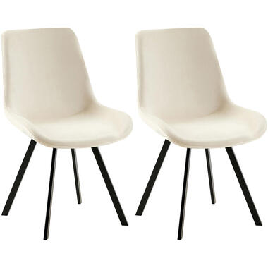 CLP Set van 2 Eetkamerstoel Lewes zwart Frame - Fluweel - creme product