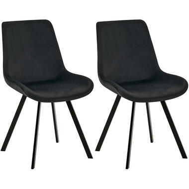 CLP Set van 2 Eetkamerstoel Lewes zwart Frame - Fluweel - zwart product