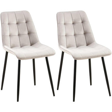 CLP Set van 2 Eetkamerstoel Gifford mat zwart Frame - Fluweel - grijs product