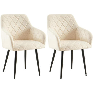 CLP Set van 2 Eetkamerstoel Monett zwart Frame - Fluweel - creme product
