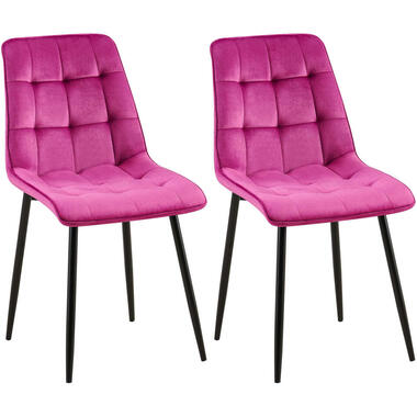 CLP Set van 2 Eetkamerstoel Gifford mat zwart Frame - Fluweel - paars product