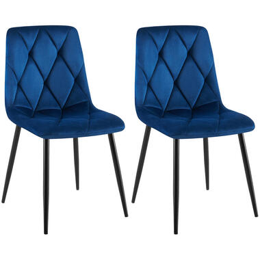 CLP Set van 2 Eetkamerstoel Clairton zwart Frame - Fluweel - donkerblauw product
