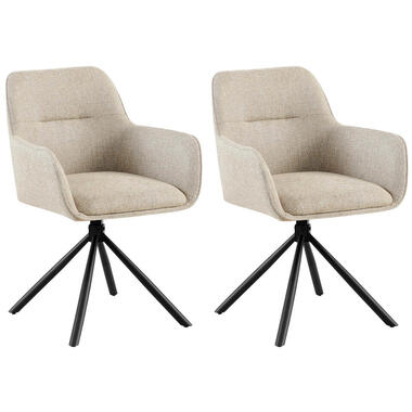 CLP Set van 2 Eetkamerstoel Tipton zwart Frame - Stof - taupe product