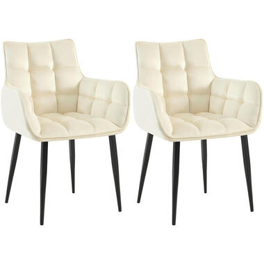 CLP Set van 2 Eetkamerstoel Tirana zwart Frame - Fluweel - creme product