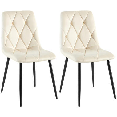 CLP Set van 2 Eetkamerstoel Clairton zwart Frame - Fluweel - creme product