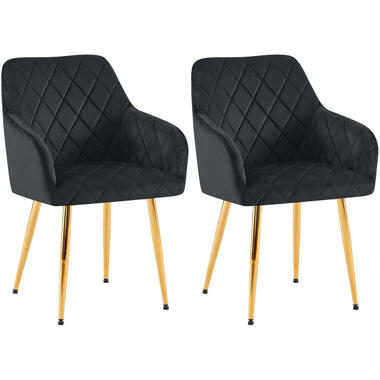 CLP Set van 2 Eetkamerstoel Monett goud Frame - Fluweel - zwart product