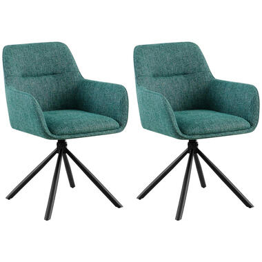 CLP Set van 2 Eetkamerstoel Tipton zwart Frame - Stof - donkergroen product