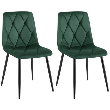 CLP Set van 2 Eetkamerstoel Clairton zwart Frame - Fluweel - groen product