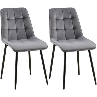 CLP Set van 2 Eetkamerstoel Gifford mat zwart Frame - Fluweel - donkergrijs product
