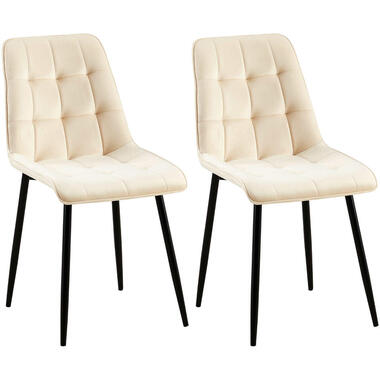CLP Set van 2 Eetkamerstoel Gifford mat zwart Frame - Fluweel - creme product